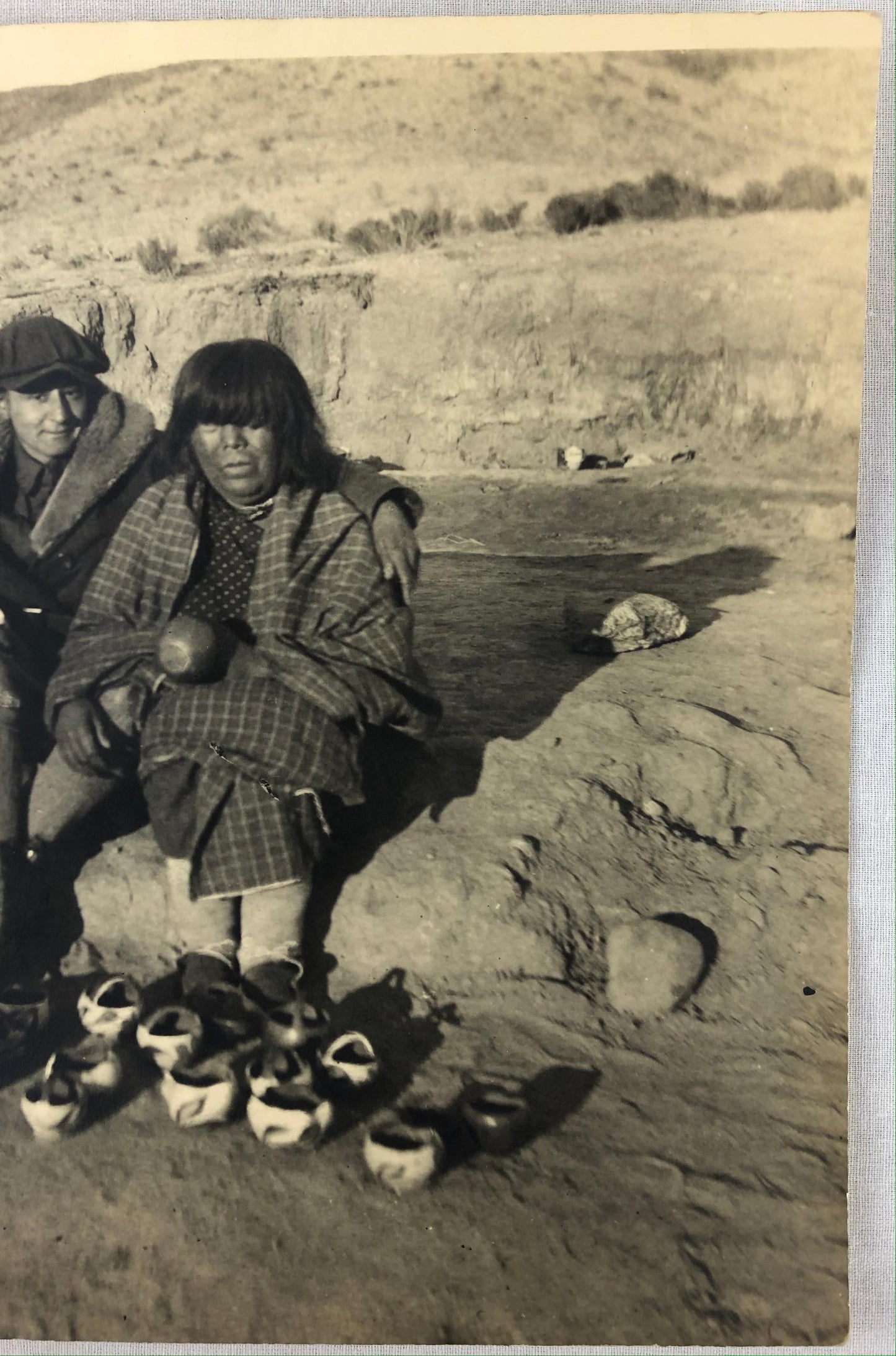 Historical B/W Photograph of Native American Navajo Pottery Makers — detail 9