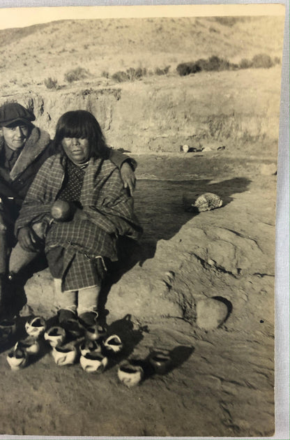 Historical B/W Photograph of Native American Navajo Pottery Makers — detail 9