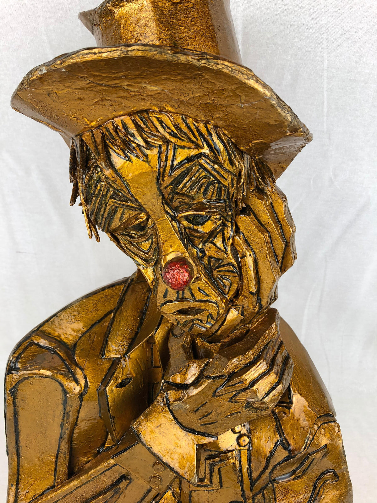 Vintage Papier Mache Clown Sculpture by Spainish Artist Enrique Navas — detail 3