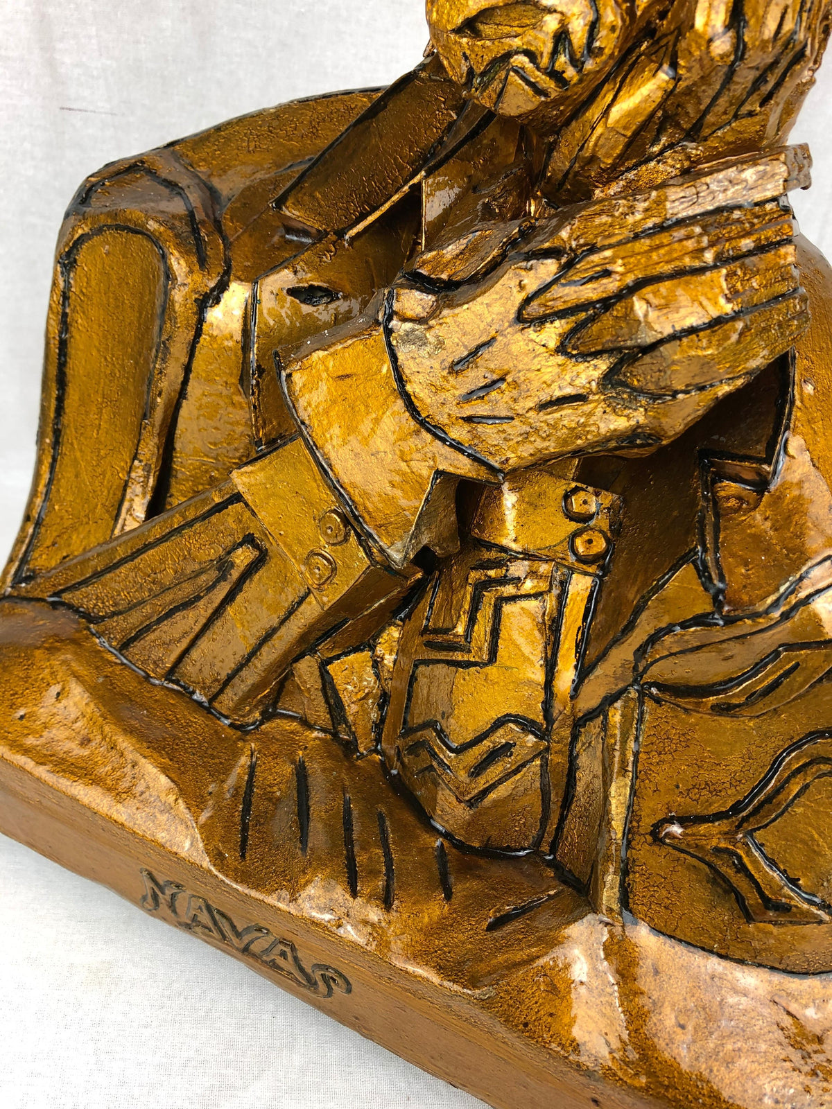 Vintage Papier Mache Clown Sculpture by Spainish Artist Enrique Navas — detail 6