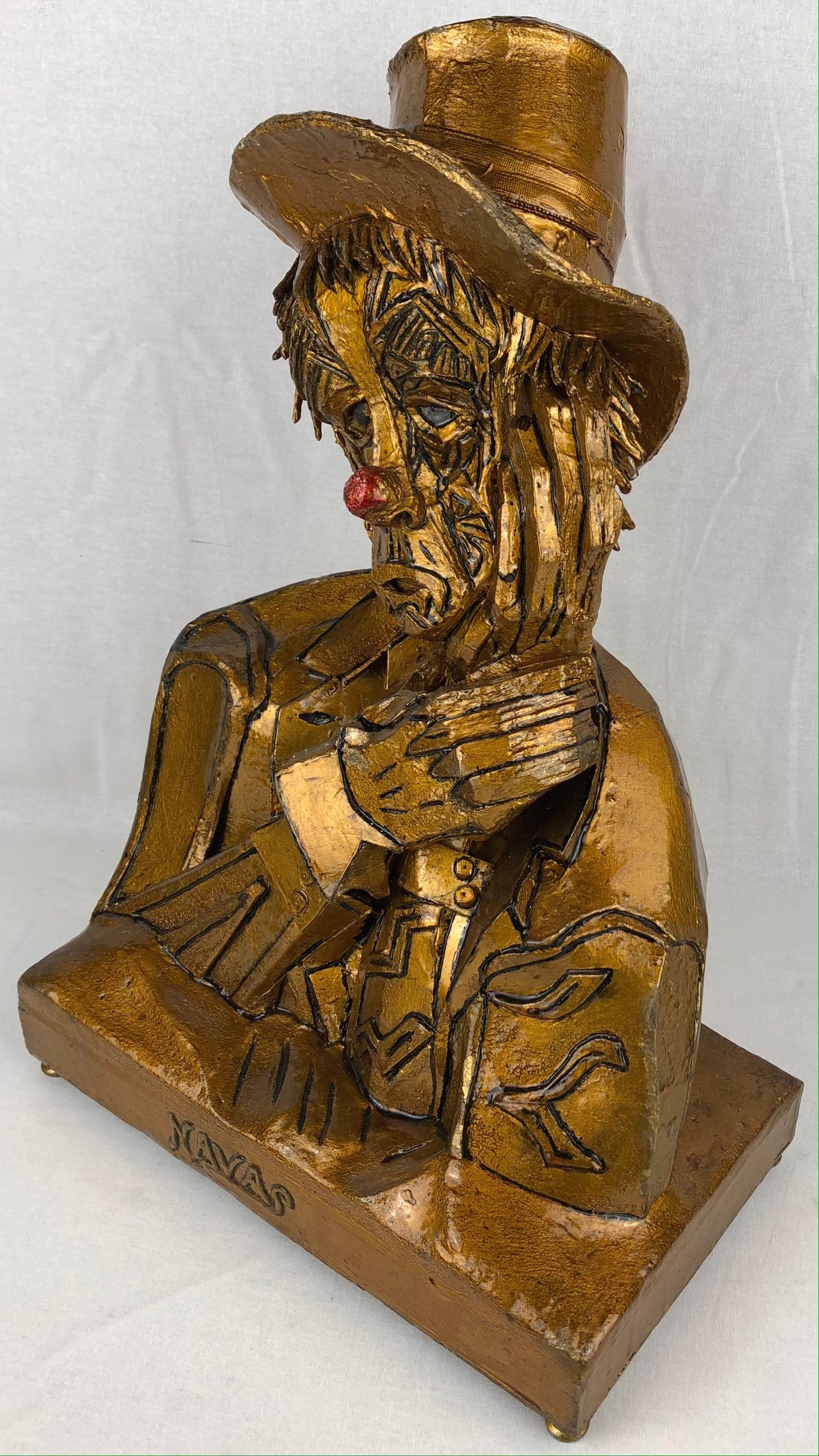 Vintage Papier Mache Clown Sculpture by Spainish Artist Enrique Navas — detail 5