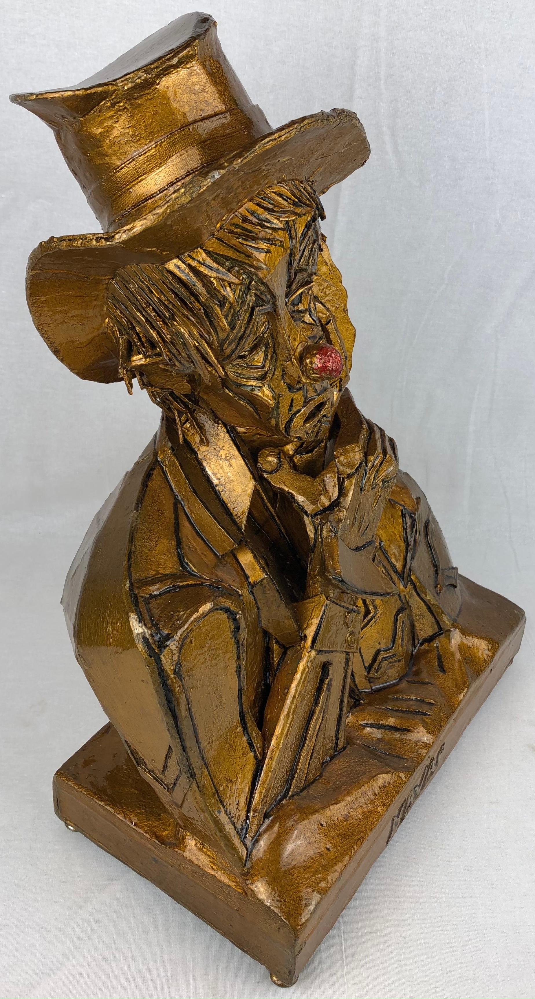 Vintage Papier Mache Clown Sculpture by Spainish Artist Enrique Navas — detail 7