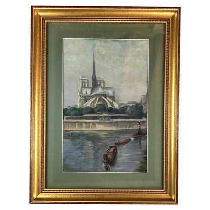 Oil on Canvas Painting of Notre Dame Cathedral and the Seine in Paris, France — detail 7