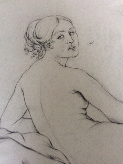 Original Drawing Nude Woman, French Unsigned on Aged Paper — detail 4