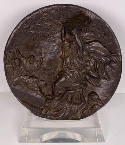 Biblical Moses and the Ten Commandments French Régule Relief Vide-Poche Plate — detail 2