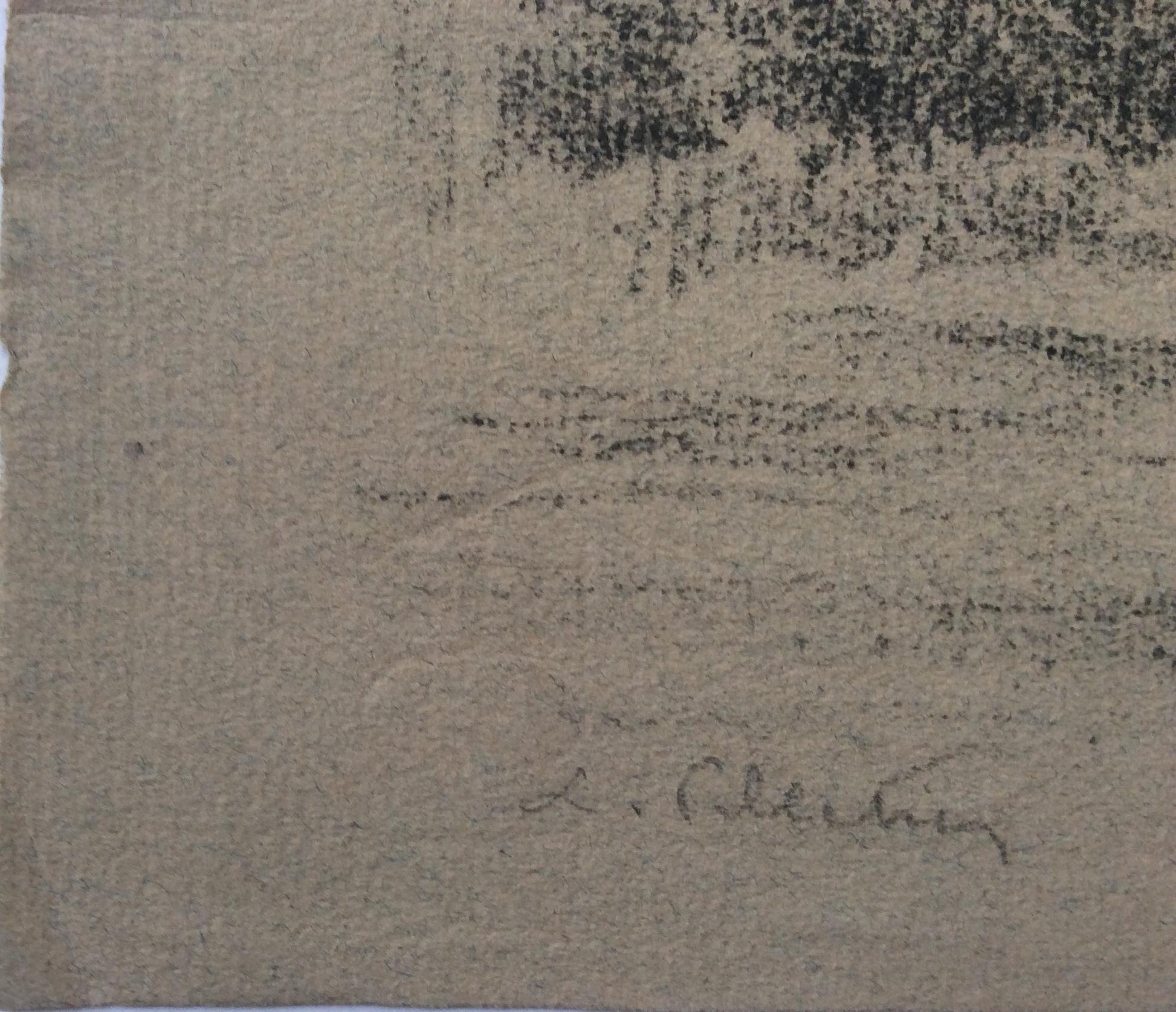 Original Landscape Drawing by Leonce Pelletier Dated 1937 — detail 3