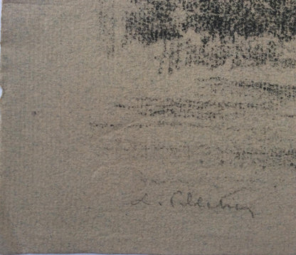 Original Landscape Drawing by Leonce Pelletier Dated 1937 — detail 3