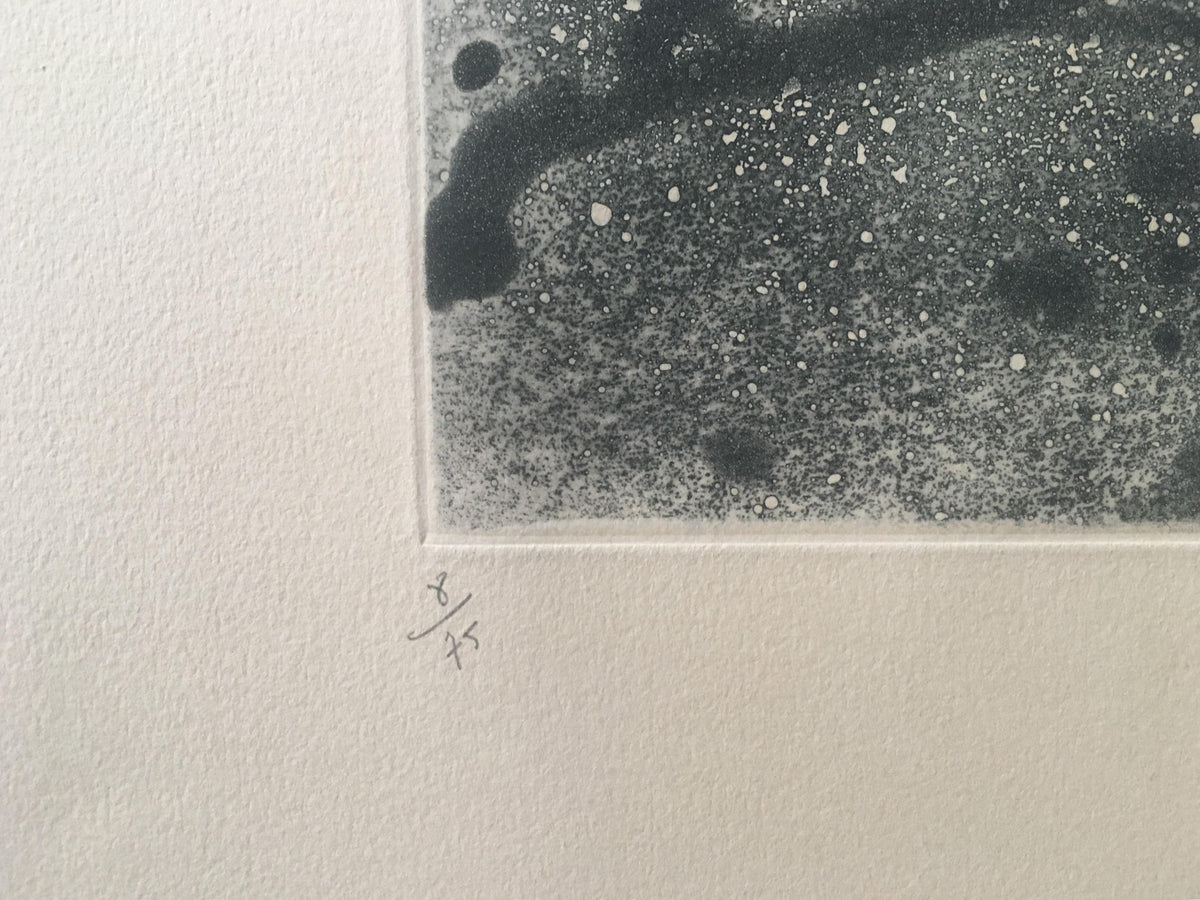 Baignade Abstract Etching, Mid-Century Modern, Signed 8/75, France — detail 4