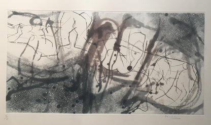 Baignade Abstract Etching, Mid-Century Modern, Signed 8/75, France — detail 3