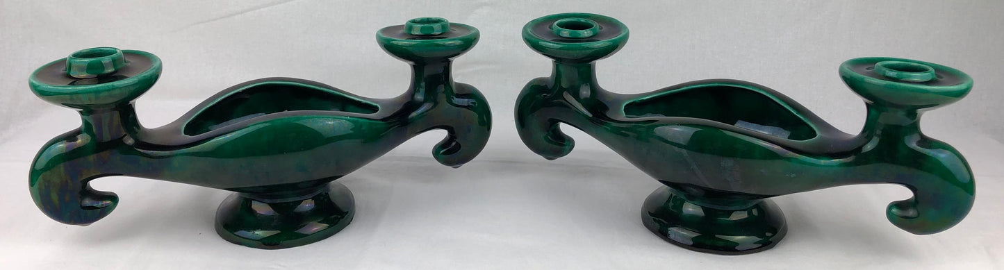 Vallauris Pair of French Midcentury Ceramic Candleholders — detail 5
