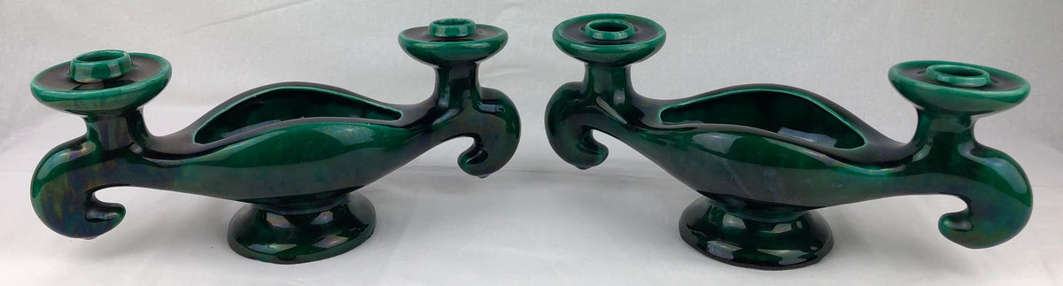 Vallauris Pair of French Midcentury Ceramic Candleholders — detail 5