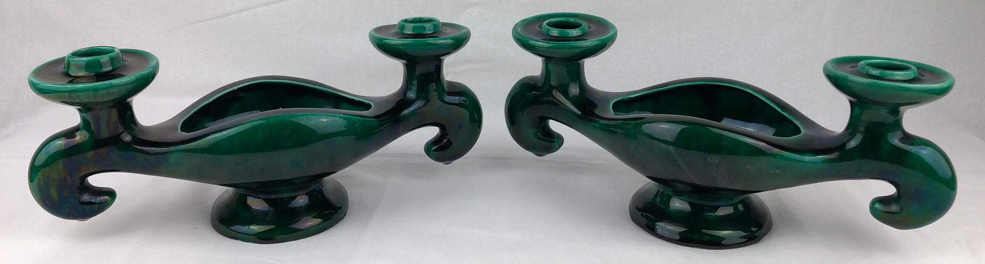 Vallauris Pair of French Midcentury Ceramic Candleholders — detail 5