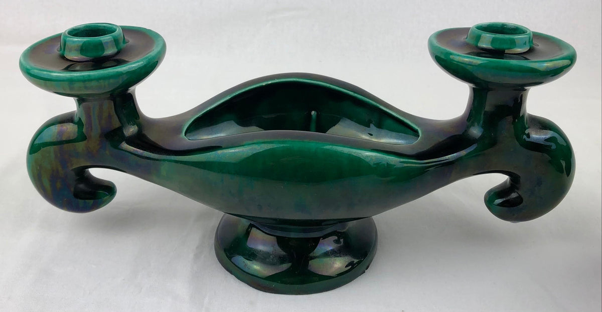 Vallauris Pair of French Midcentury Ceramic Candleholders — detail 2