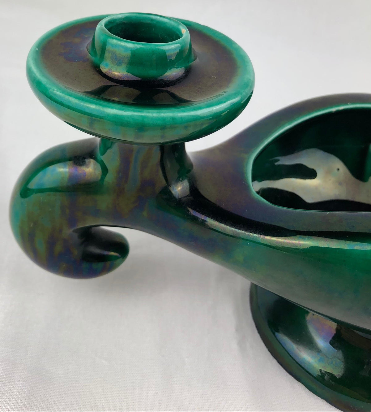 Vallauris Pair of French Midcentury Ceramic Candleholders — detail 4
