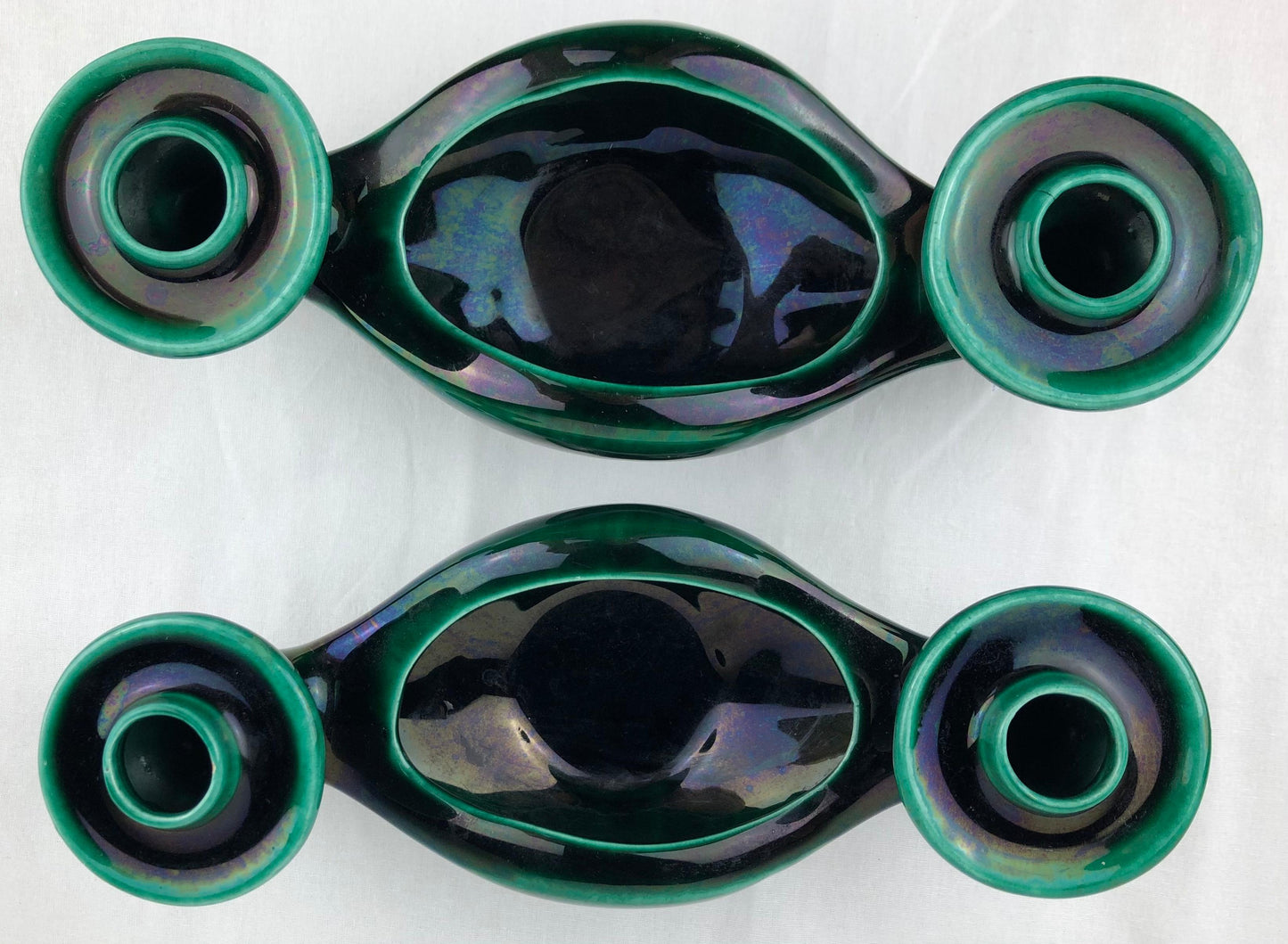 Vallauris Pair of French Midcentury Ceramic Candleholders — detail 3
