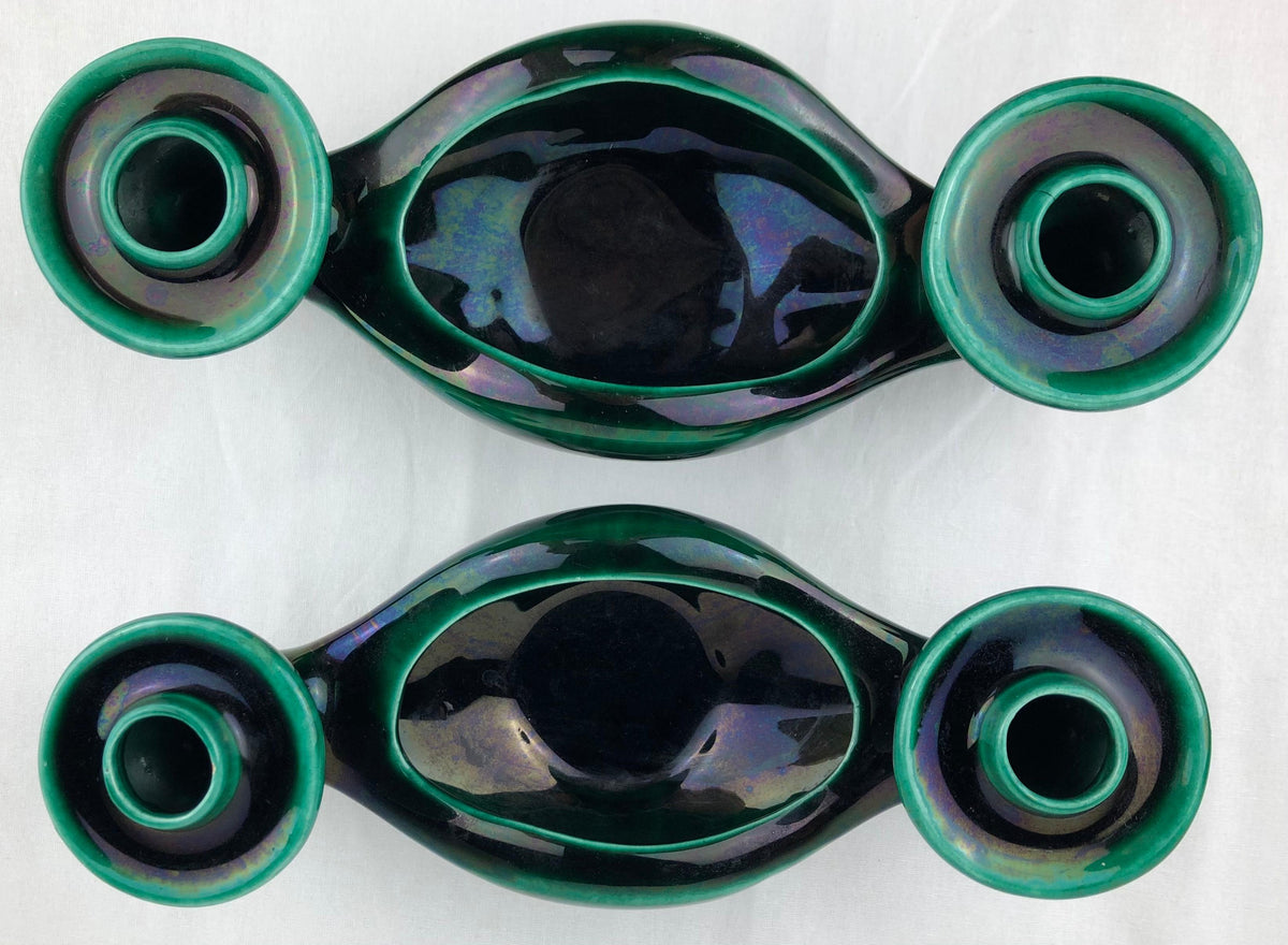 Vallauris Pair of French Midcentury Ceramic Candleholders — detail 3