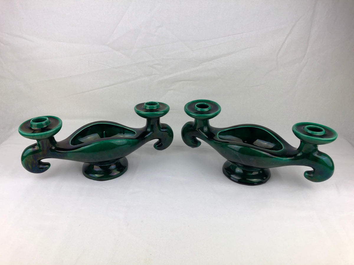 Vallauris Pair of French Midcentury Ceramic Candleholders — detail 7
