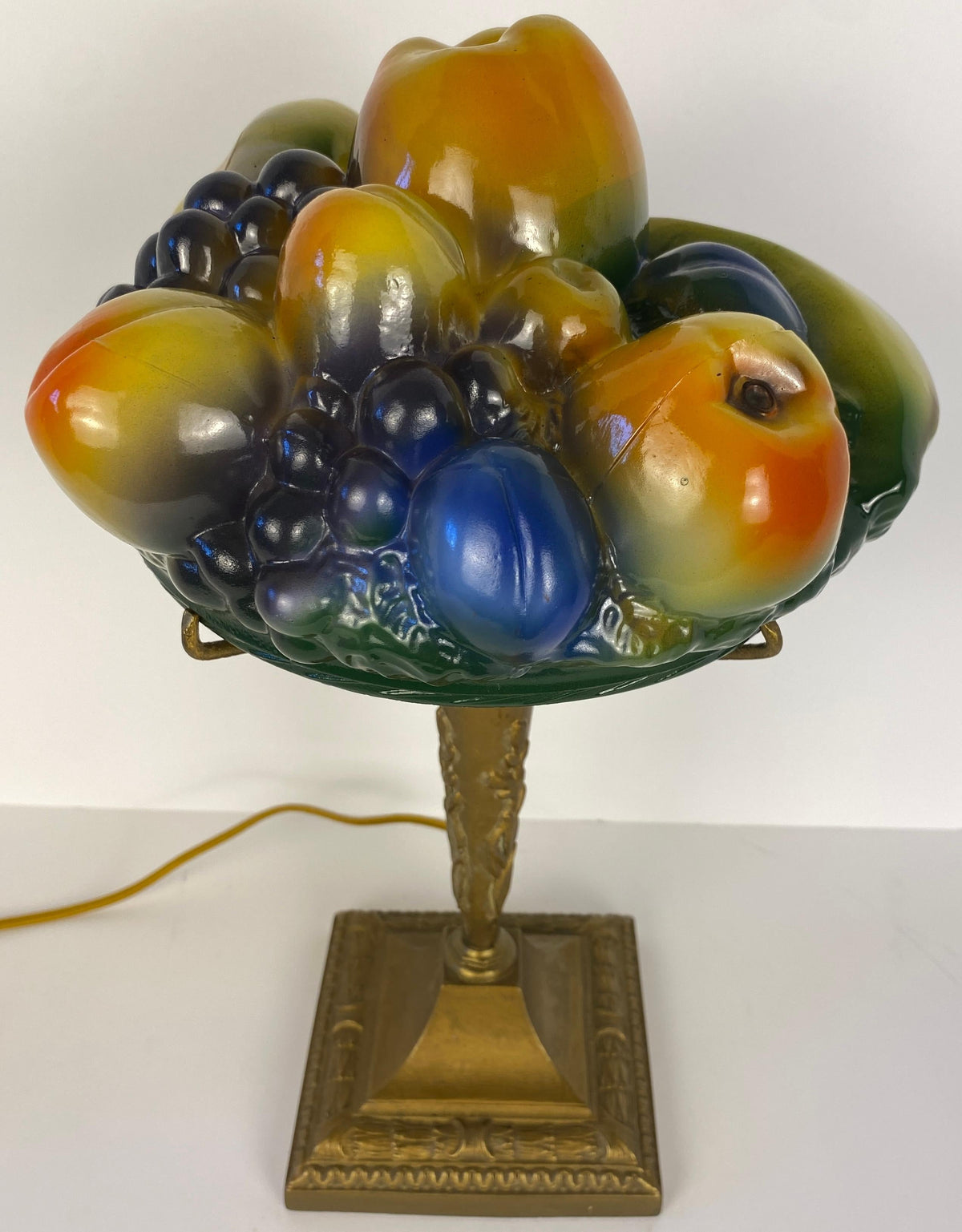 Pairpoint Style Table Lamp, Czech Art Deco Fruit Basket Lamp — detail 2