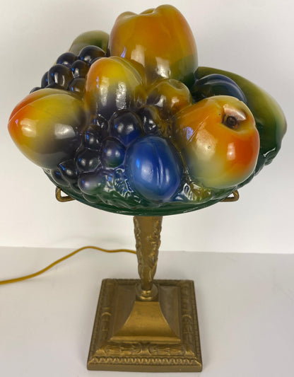 Pairpoint Style Table Lamp, Czech Art Deco Fruit Basket Lamp — detail 2