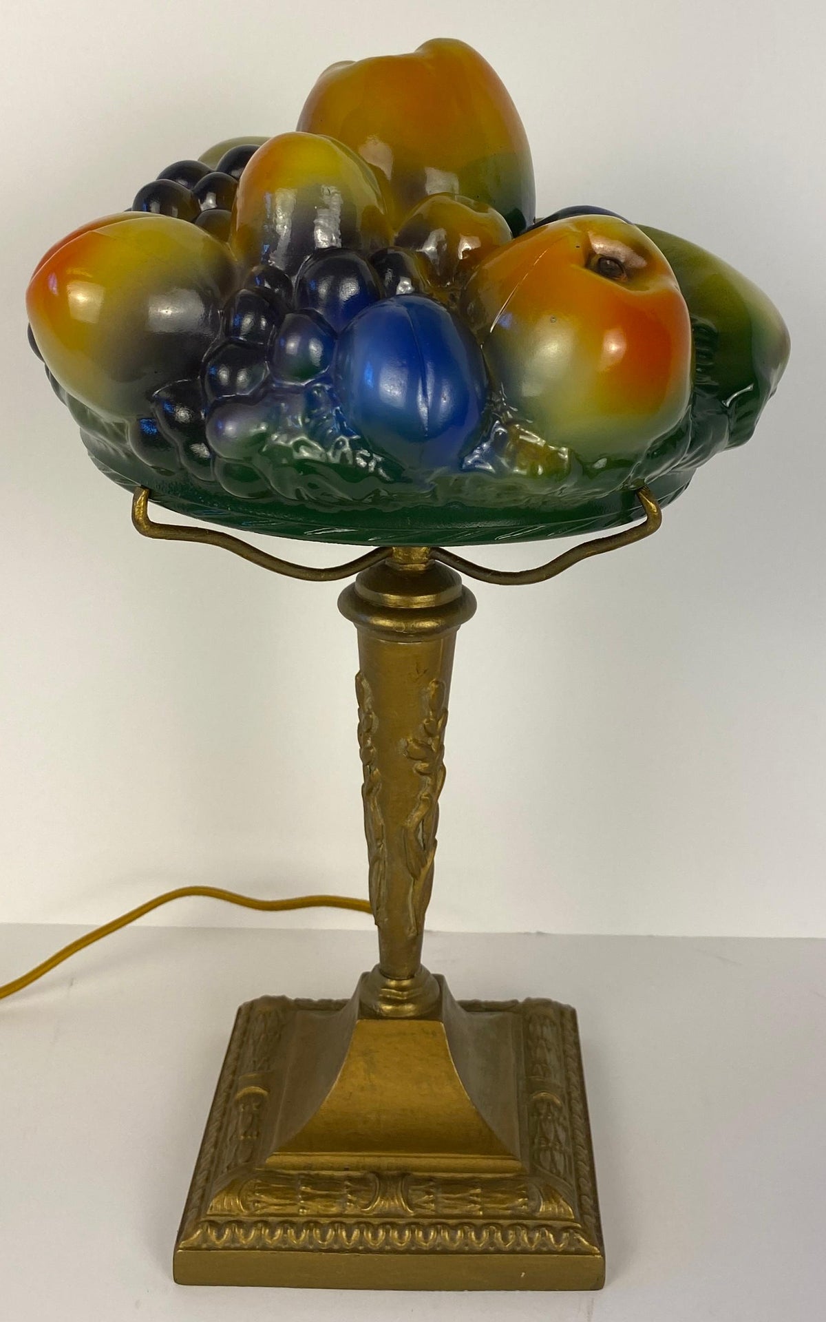 Pairpoint Style Table Lamp, Czech Art Deco Fruit Basket Lamp — detail 3