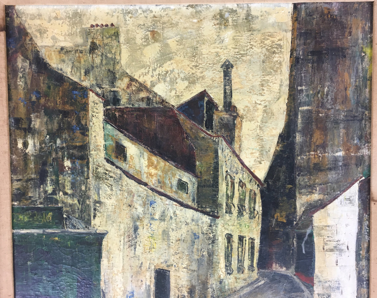 Paris Street Scene Oil on Canvas Painting Signed Robert Soler, circa 1955 — detail 2
