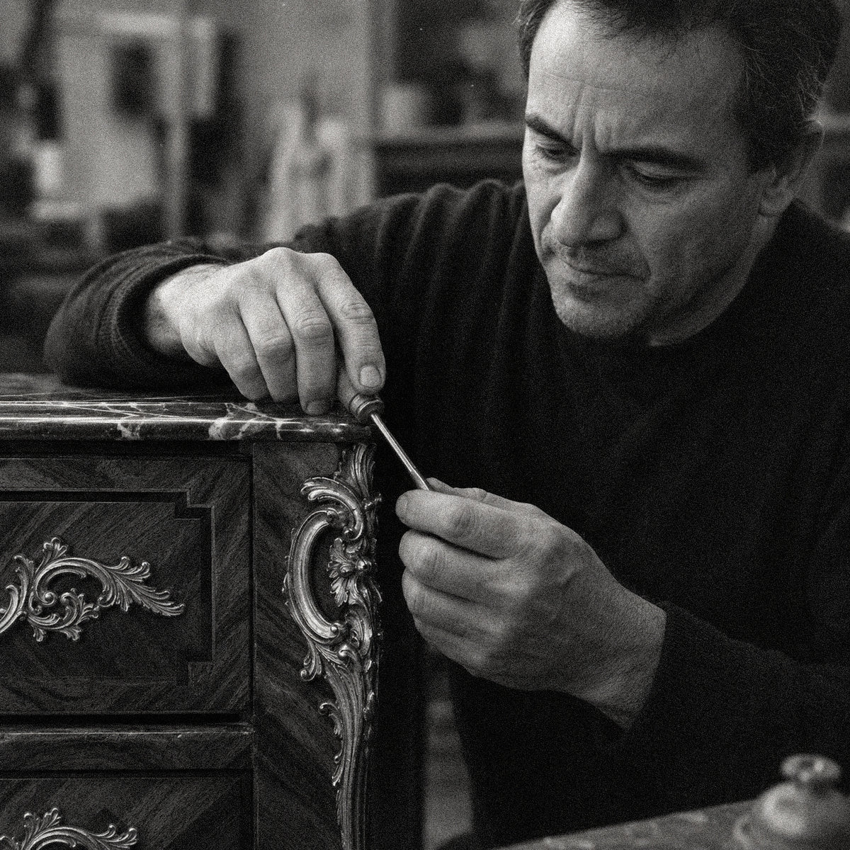 Patrick Salaun at his workbench