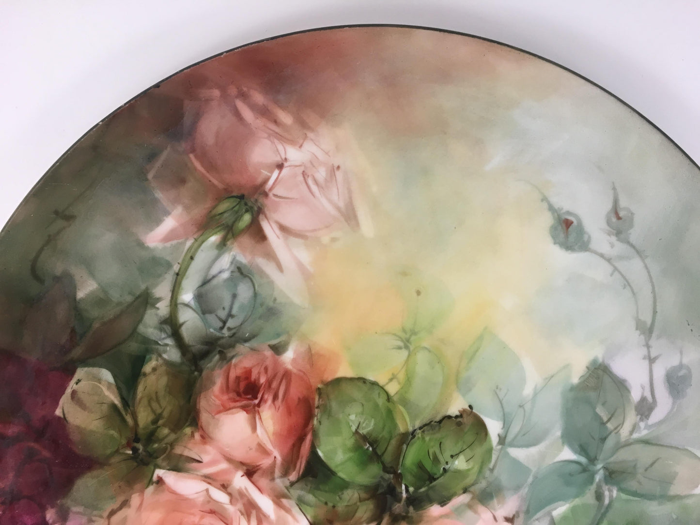 20th Century Majolica Floral Charger — detail 2
