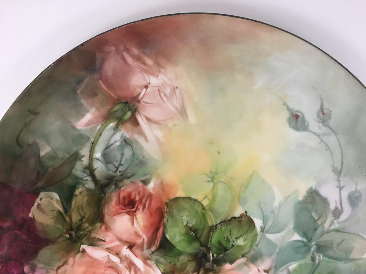 20th Century Majolica Floral Charger — detail 2