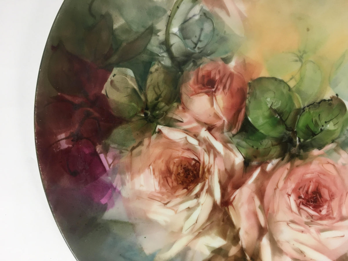 20th Century Majolica Floral Charger — detail 3