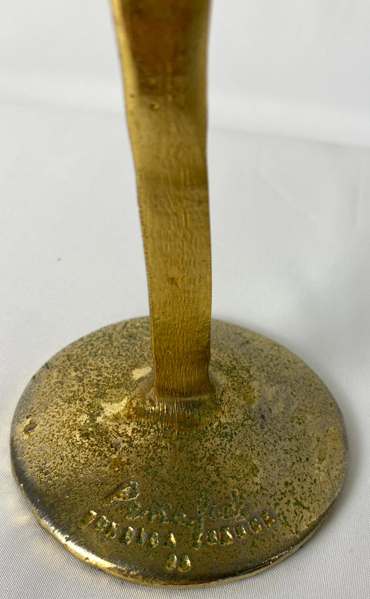 Sculptural Bronze Three-Arm Candle Holder Signed Penafiel — detail 4