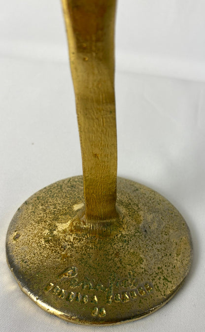 Sculptural Bronze Three-Arm Candle Holder Signed Penafiel — detail 4