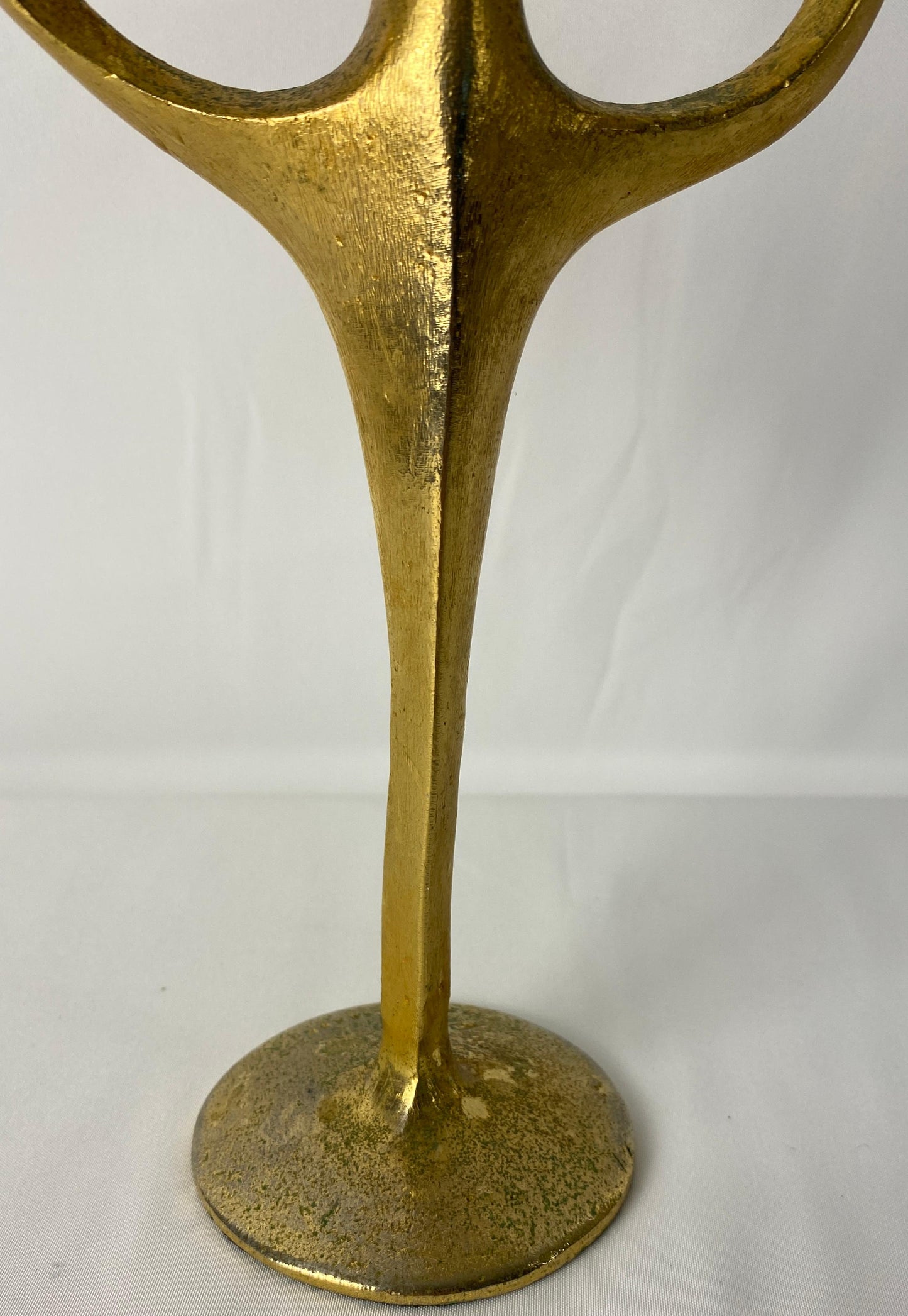 Sculptural Bronze Three-Arm Candle Holder Signed Penafiel — detail 5