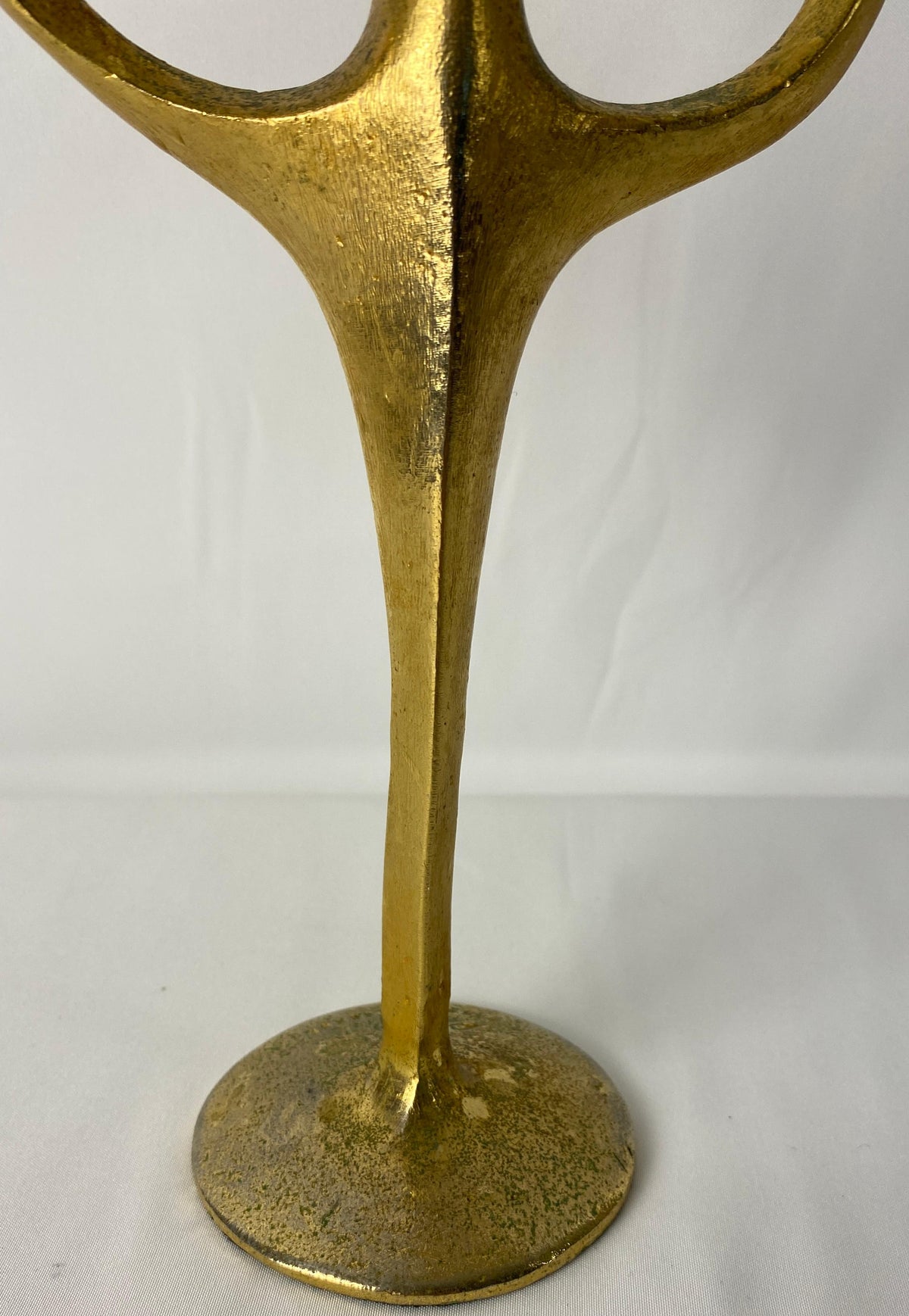 Sculptural Bronze Three-Arm Candle Holder Signed Penafiel — detail 5