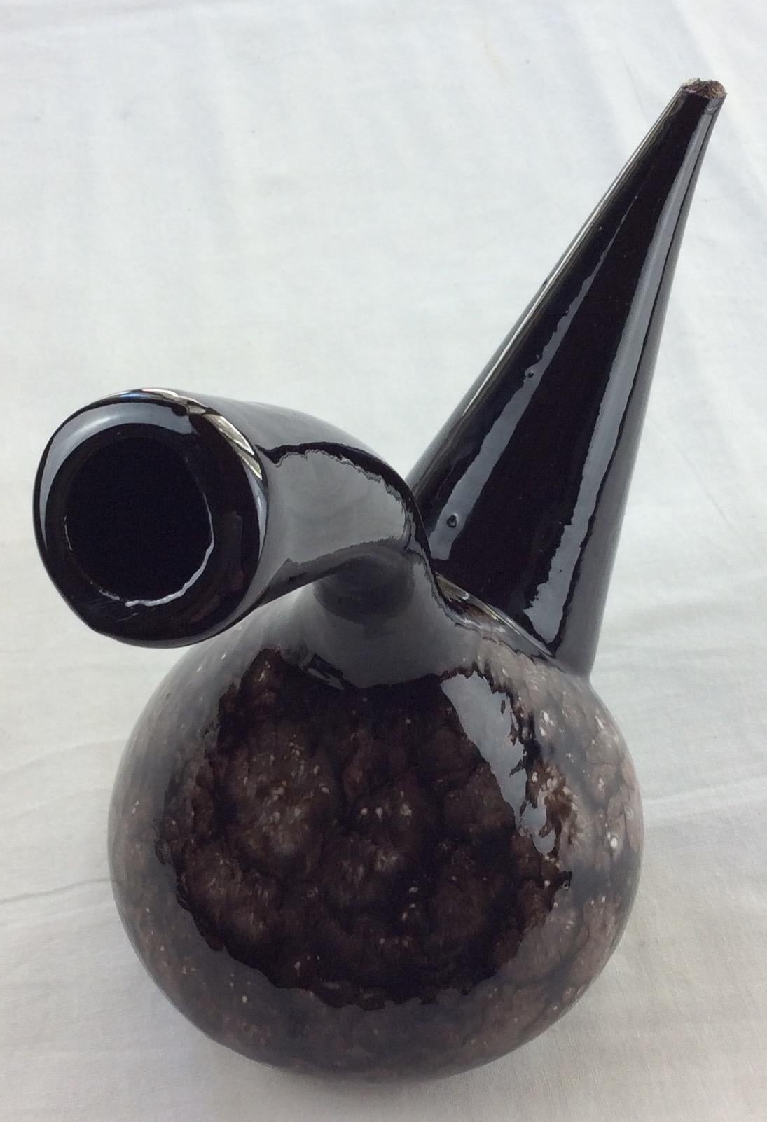 Stunning Midcentury Oil Vessel from Perpignan France, Brown and Black — detail 3