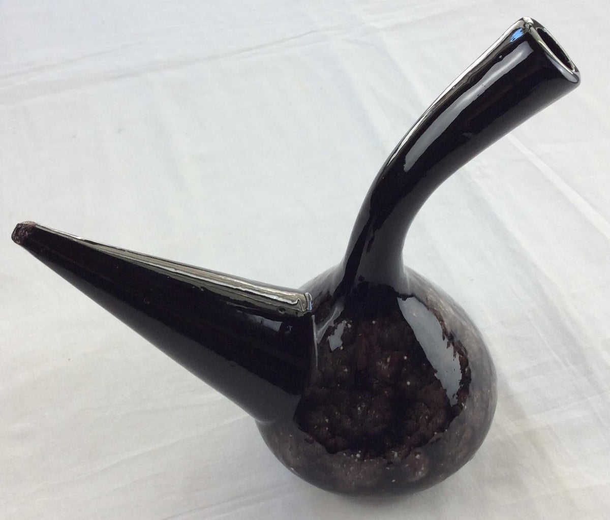 Stunning Midcentury Oil Vessel from Perpignan France, Brown and Black — detail 5