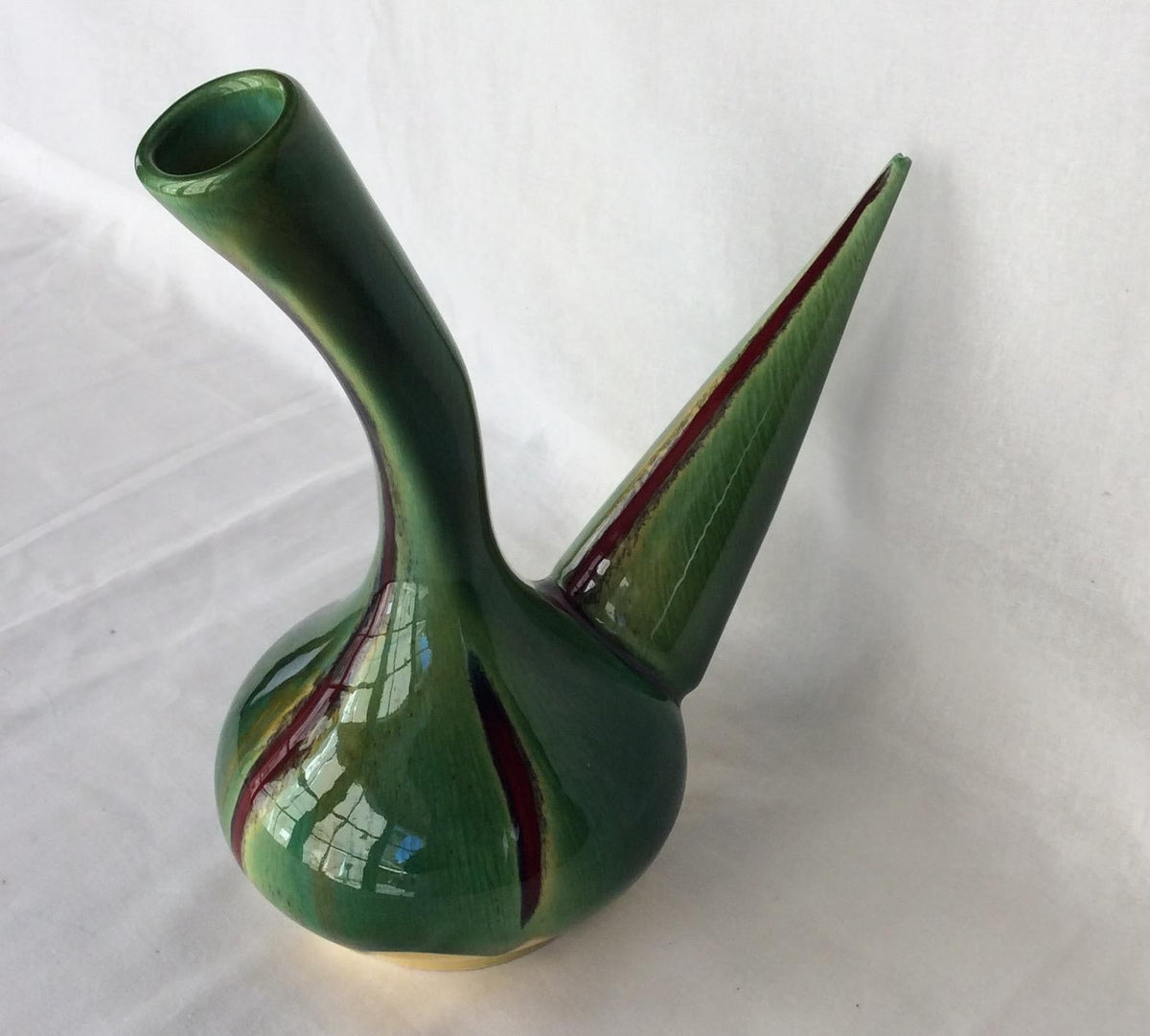 Stunning Midcentury Vessel from Perpignan France, Green Yellow Red and Black — detail 2