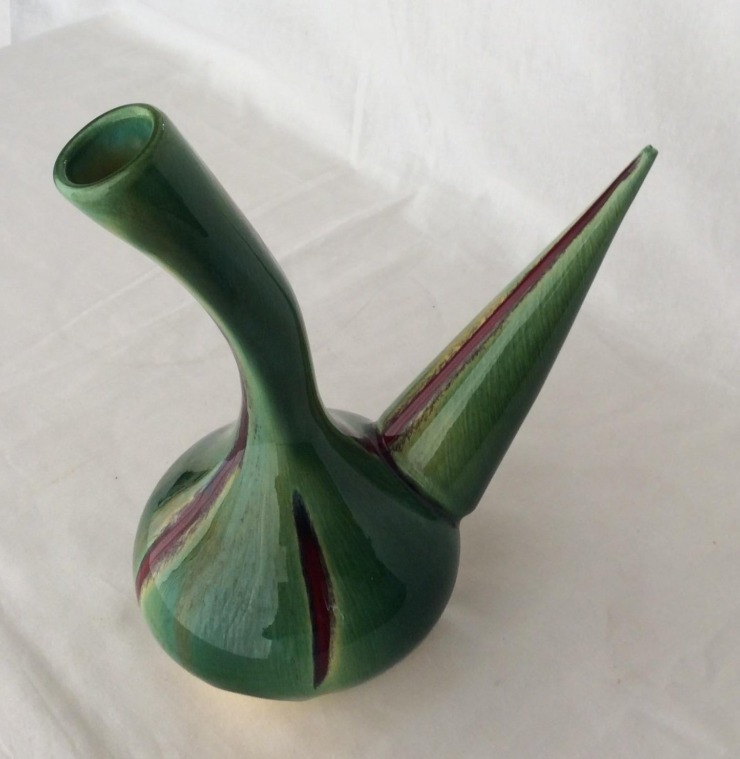 Stunning Midcentury Vessel from Perpignan France, Green Yellow Red and Black — detail 4