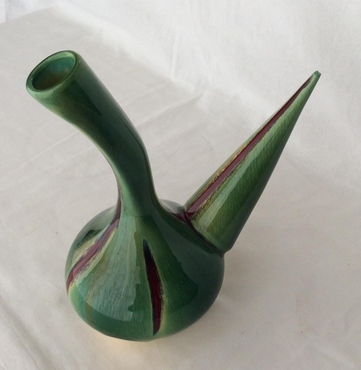 Stunning Midcentury Vessel from Perpignan France, Green Yellow Red and Black — detail 4