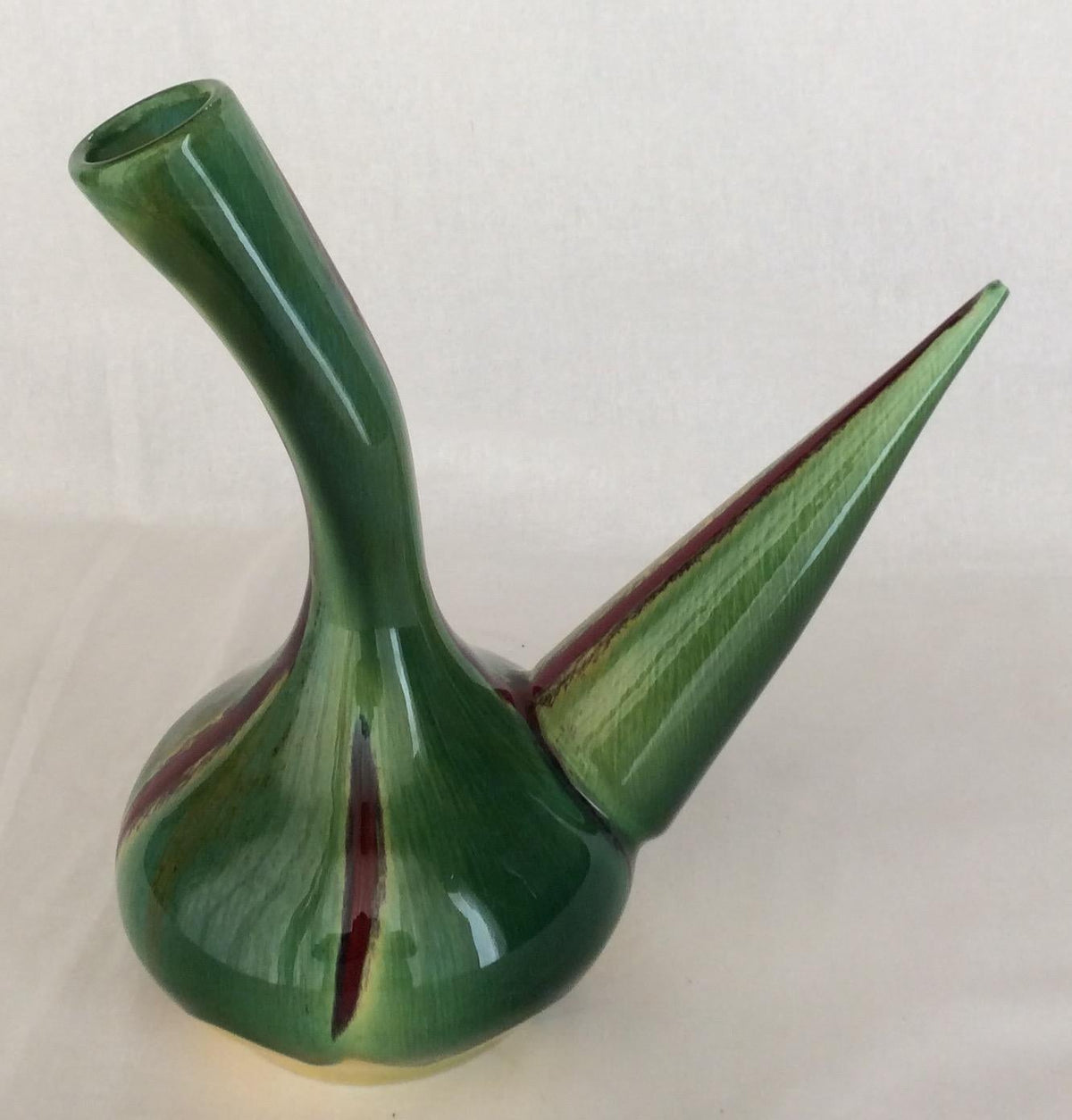 Stunning Midcentury Vessel from Perpignan France, Green Yellow Red and Black — detail 6