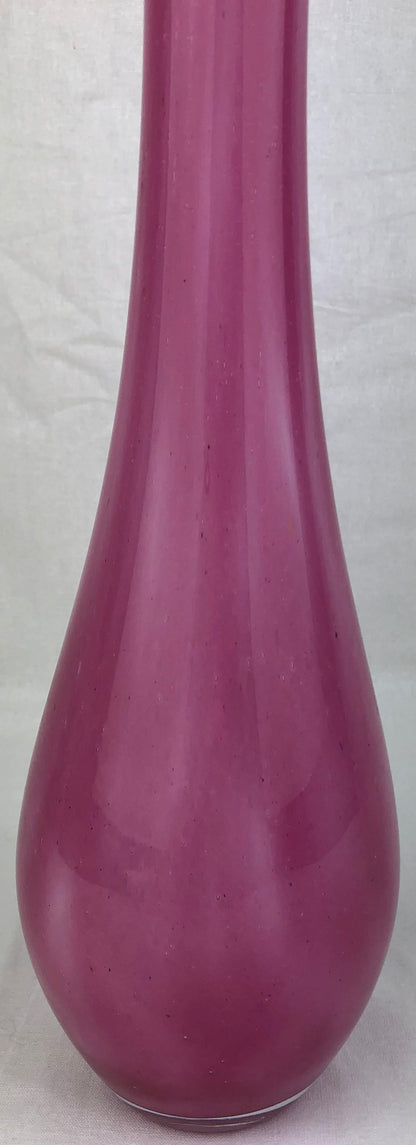 French Art Glass Pink Stem Flower Vase Signed Pierre Nicolle — detail 3