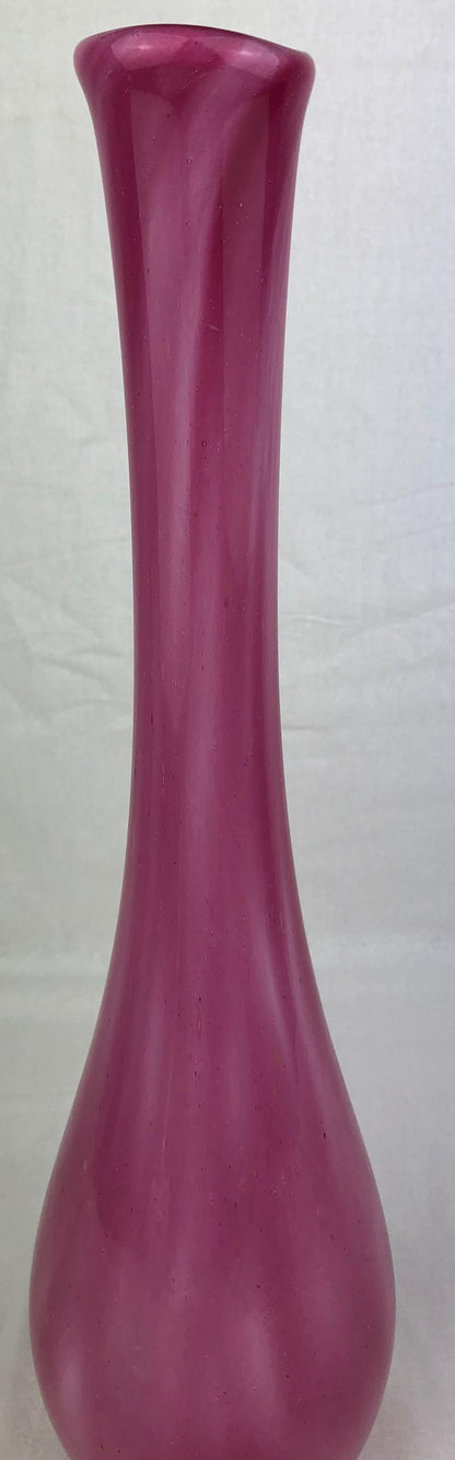 French Art Glass Pink Stem Flower Vase Signed Pierre Nicolle — detail 4