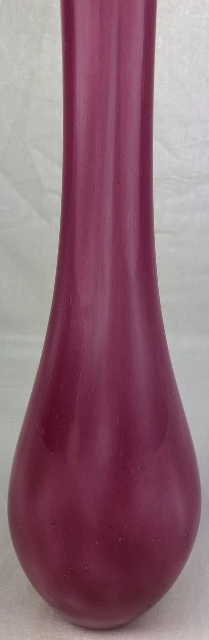 French Art Glass Pink Stem Flower Vase Signed Pierre Nicolle — detail 8