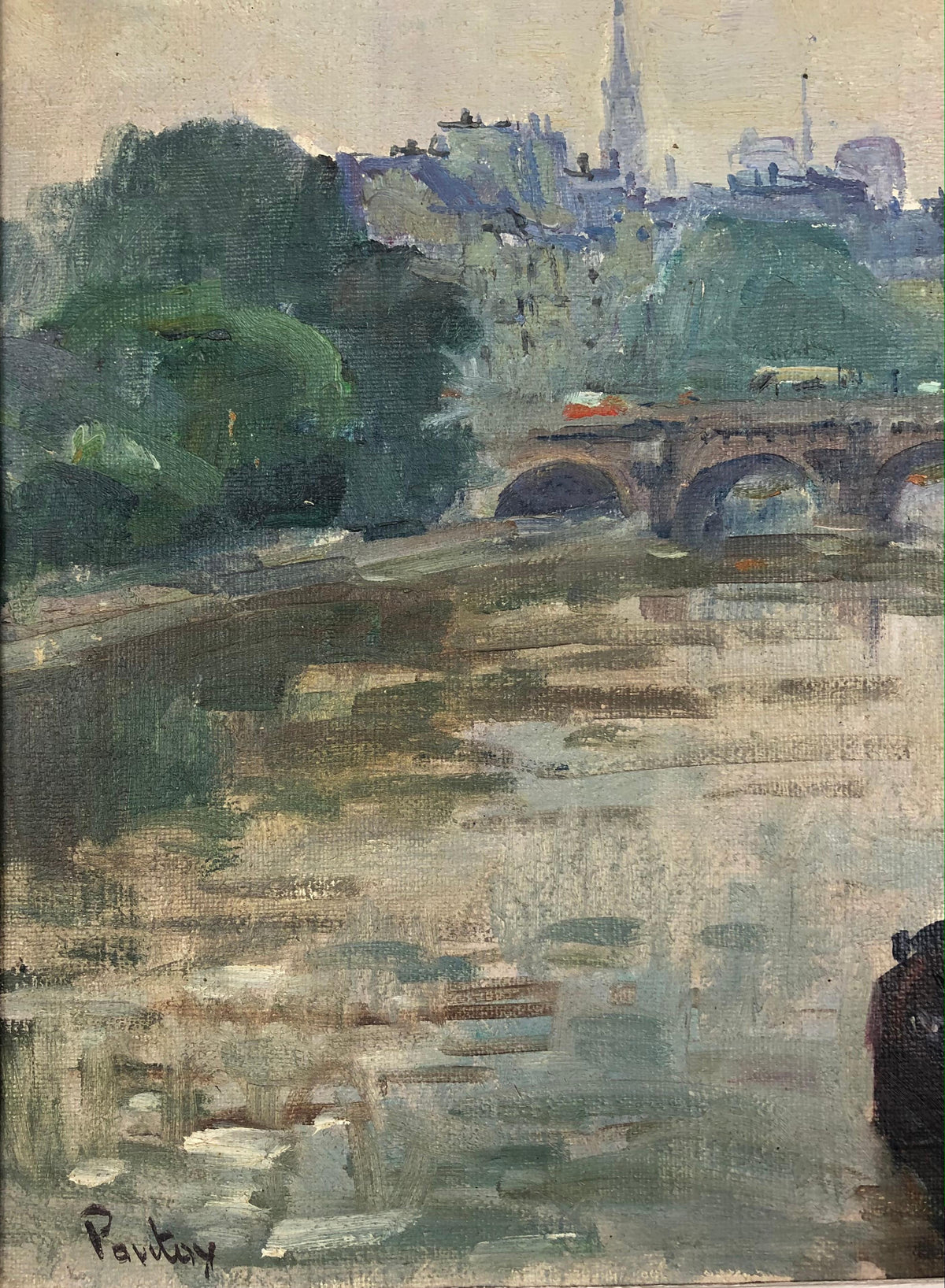 Collectible Rare Original Oil on Canvas Painting by Henri Pontoy, Paris France — detail 3