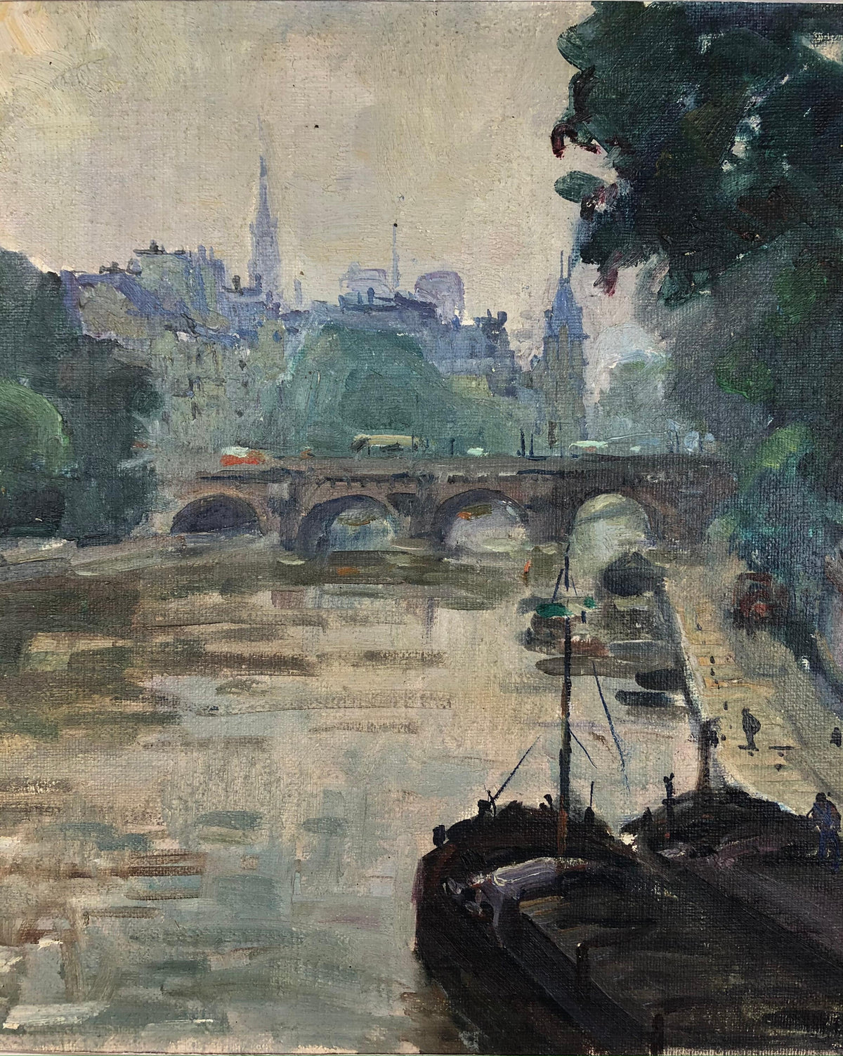 Collectible Rare Original Oil on Canvas Painting by Henri Pontoy, Paris France — detail 5