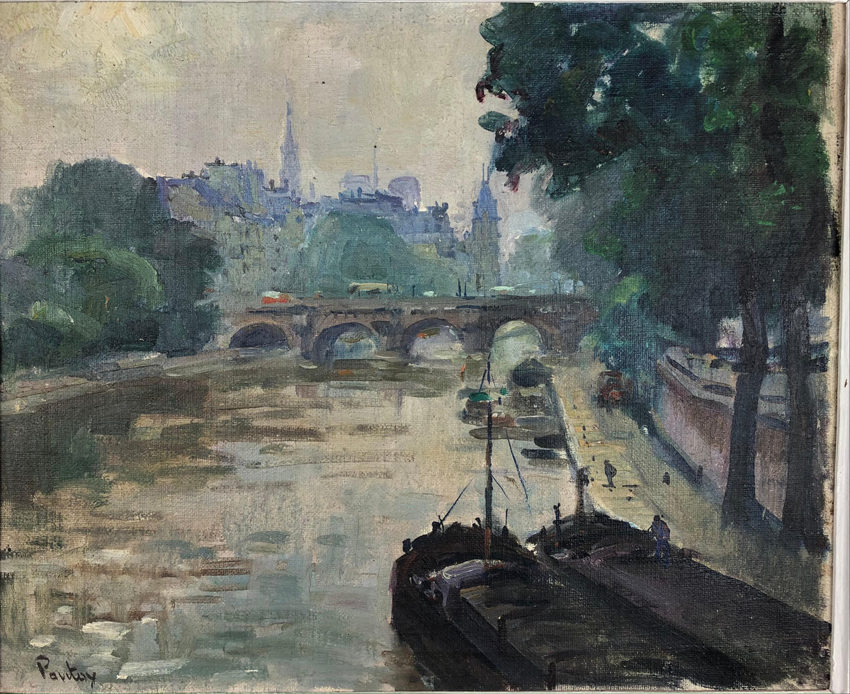 Collectible Rare Original Oil on Canvas Painting by Henri Pontoy, Paris France — detail 6
