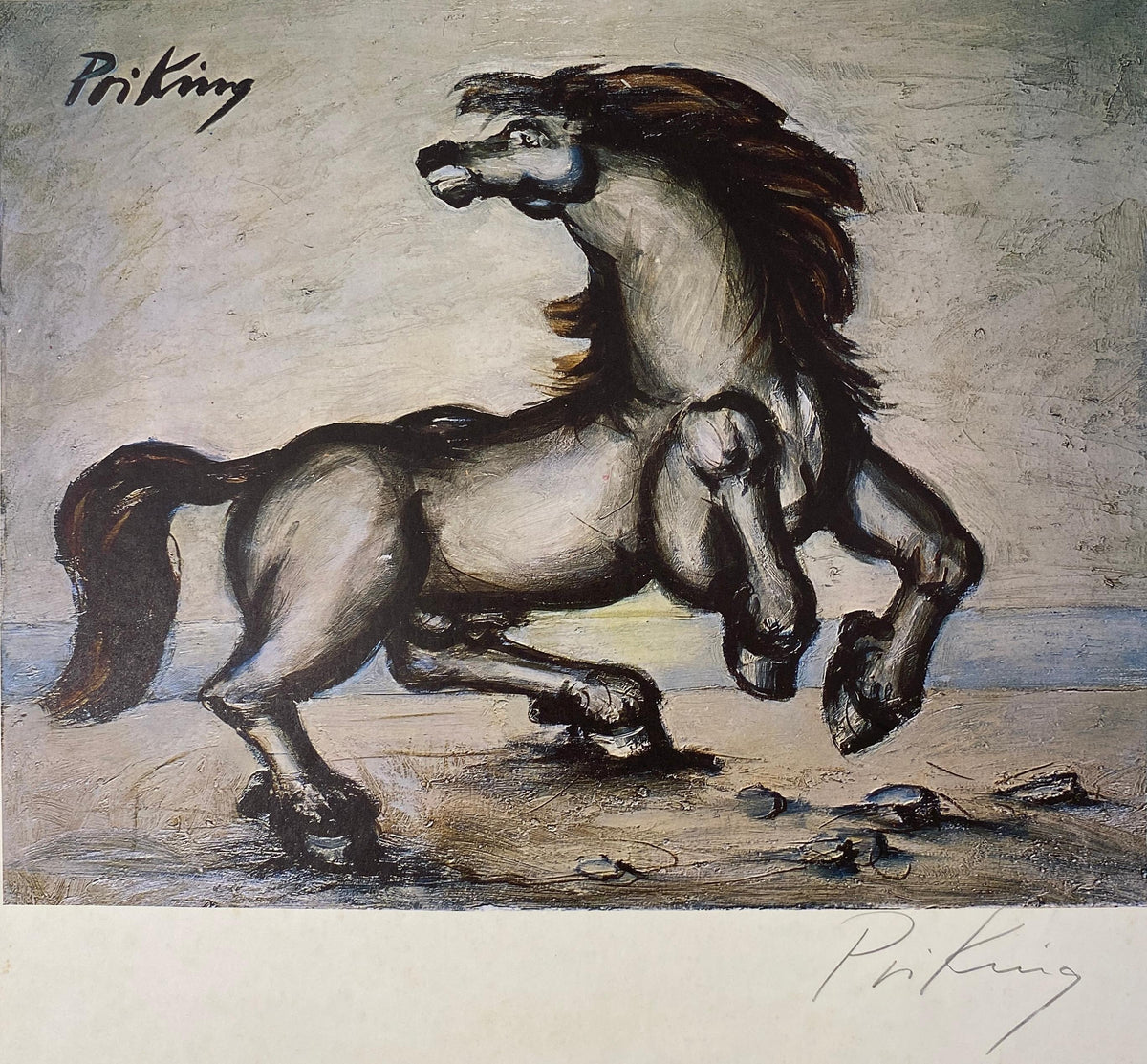 Franz Priking Fantastic Horse Lithograph, Hand Signed — detail 2