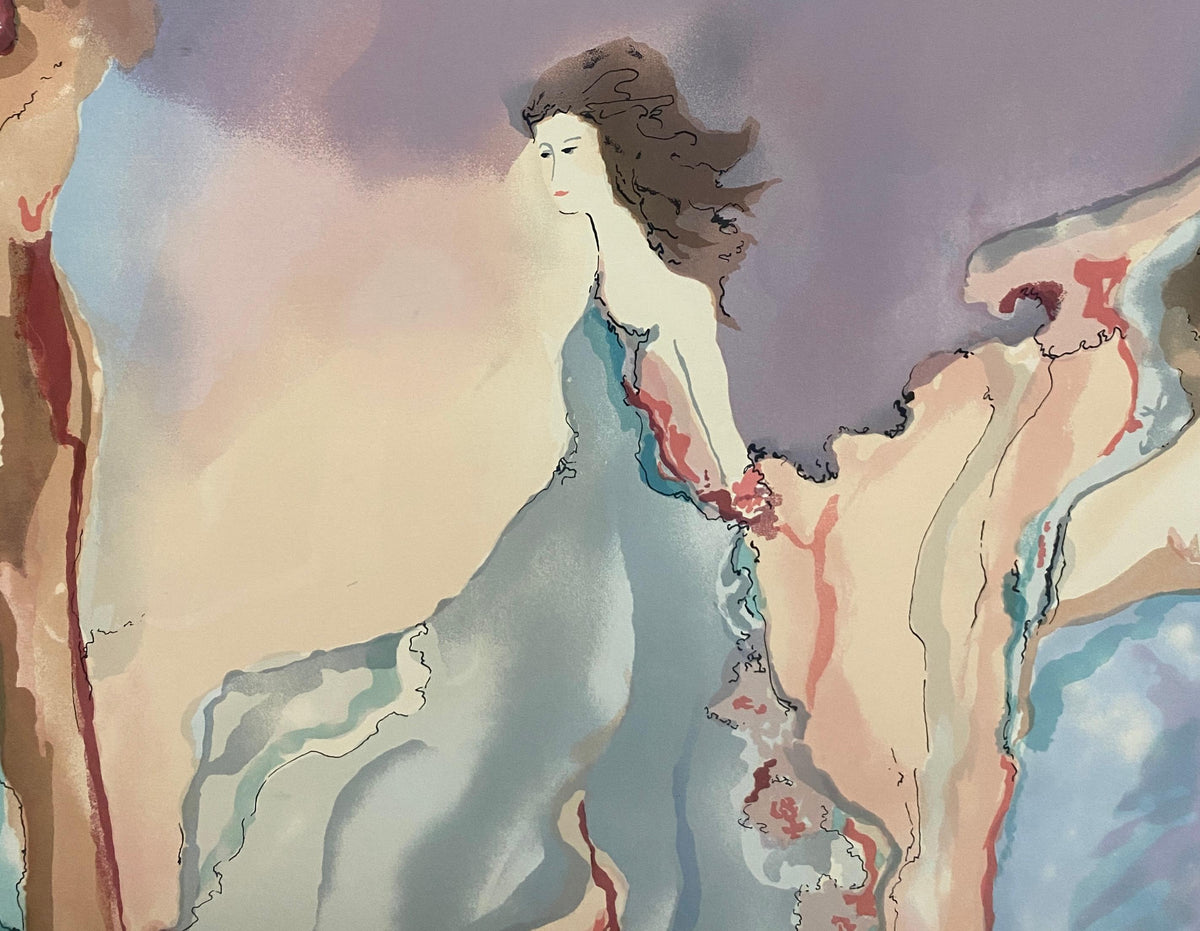 Jane Bazinet Watercolor Framed Hollywood Regency Style — detail 14