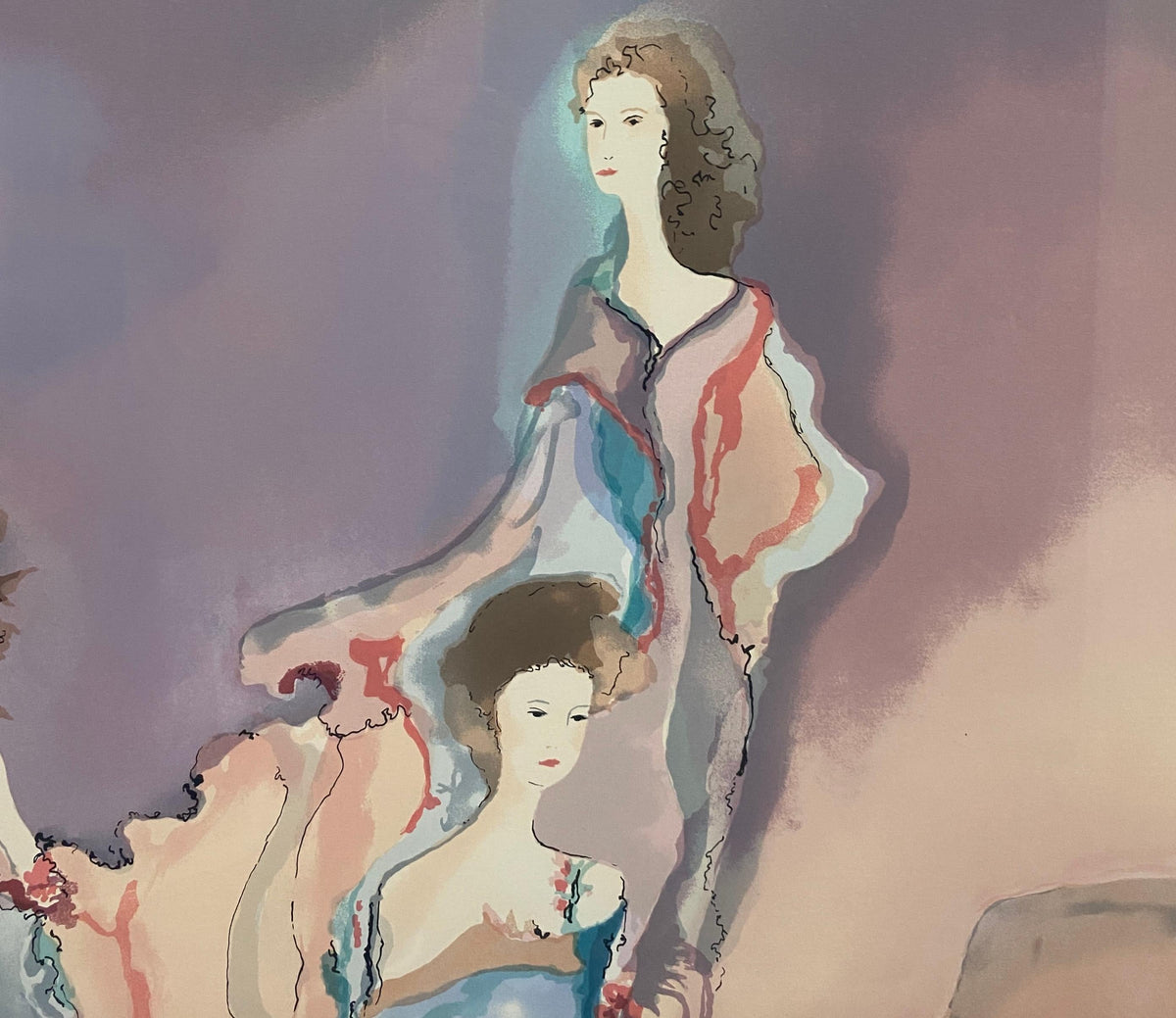 Jane Bazinet Watercolor Framed Hollywood Regency Style — detail 3
