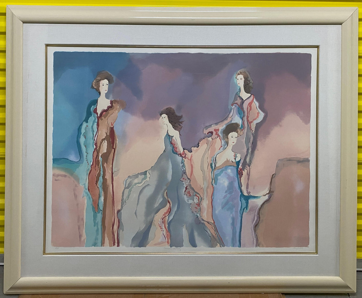 Jane Bazinet Watercolor Framed Hollywood Regency Style — detail 4