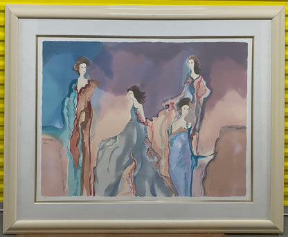 Jane Bazinet Watercolor Framed Hollywood Regency Style — detail 4